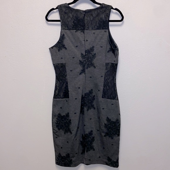 Maeve by Anthropologie Black Gray Lace Flocked Column Sleeveless Sheath Dress - Picture 7 of 11